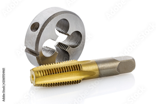 Thread cutting die and tap. A tool for cutting threads. Close-up