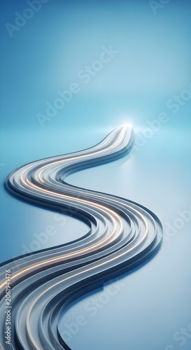 Abstract Winding Road Path, Business Journey and Future Direction Concept for Strategy, Career Growth, Innovation, Corporate Presentation and Marketing Design