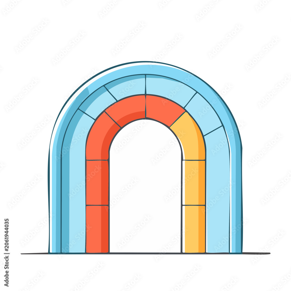 Fototapeta premium Flat design rainbow arch with clouds
