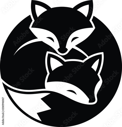 Minimalist circular fox emblem design for creative branding vector illustration