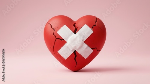Healing emotional pain through the metaphor of an adhesive plaster on a broken heart.