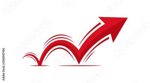 Red bouncing arrow rising upwards to represent business growth