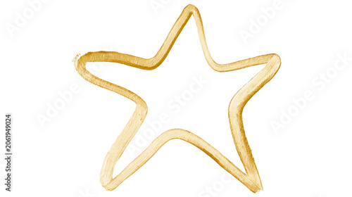 Golden star element isolated on transparent background