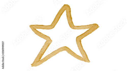 Gold hand drawn star isolated on transparent background