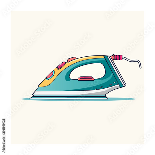 Flat design surfboard with wave pattern