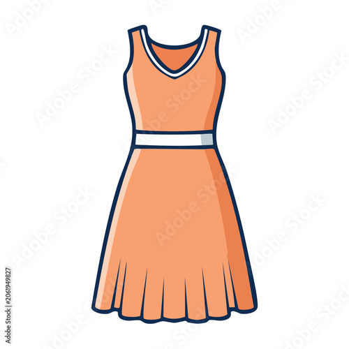 Flat design orange apron with blue trim