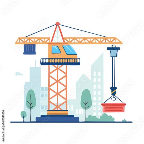Flat design windmill house illustration