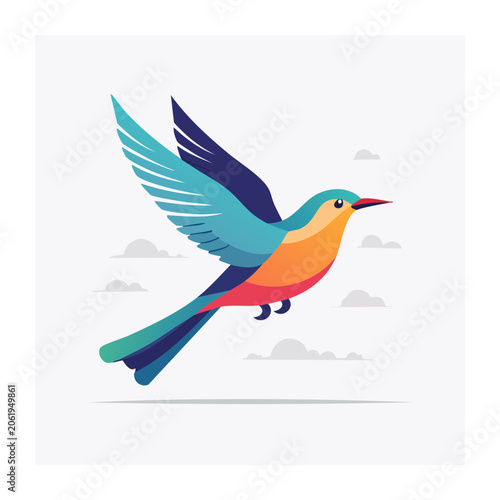 Flying parrot flat design illustration