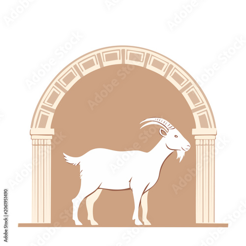 Flat design vector penguin in arch frame