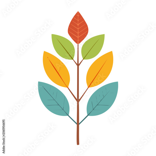 Flat design vector tree with colorful leaves