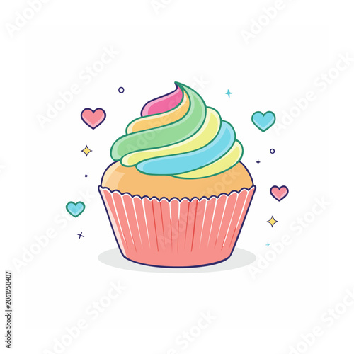 Colorful ice cream cone with sprinkles illustration