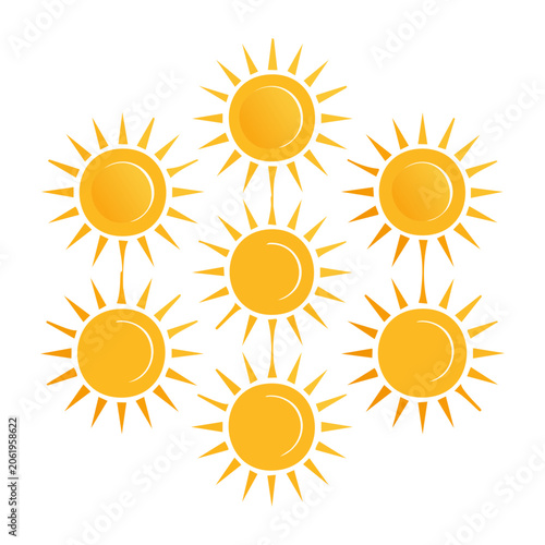 Flat design sun icon grid pattern