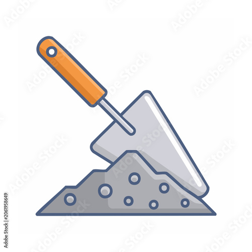 Flat design vector illustration of a hammer and nail