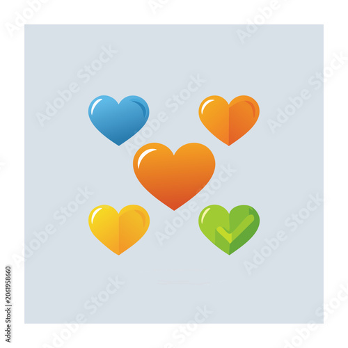 Four colorful hearts arranged in a circle