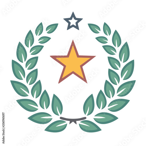 Laurel wreath with star in flat design