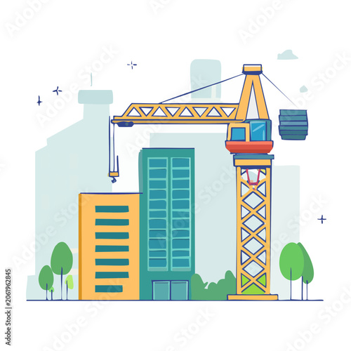 Flat design vector illustration of modern factory with energy sources
