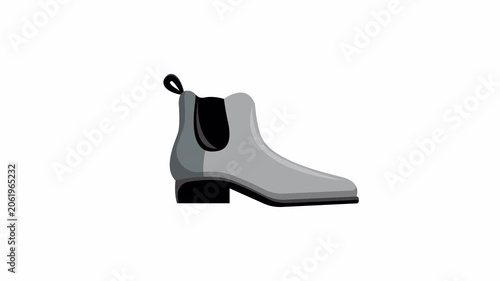 Grey chelsea boot graphic ideal for fashion brands. Modern minimalistic design perfect for logos, websites, and print materials.
