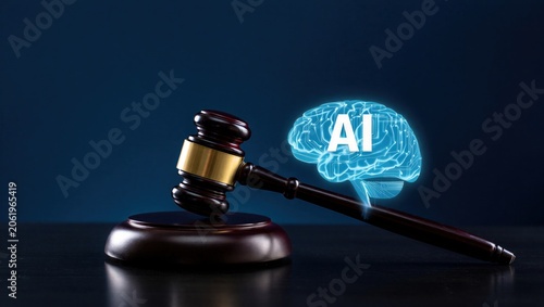 ai, ethics, trust, responsibility, transparency, A judge’s gavel is shown with an AI icon, symbolizing ethical governance, legal regulation, and responsible decision-making in artificial intelligence.