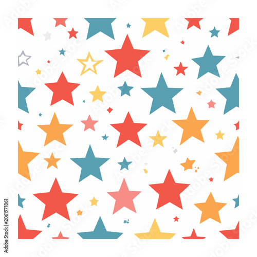 Colorful Star and Boat Pattern on White Background