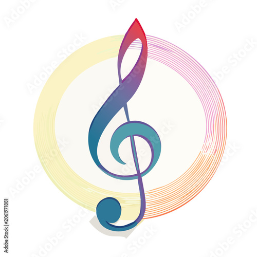 Colorful treble clef with circular gradient pattern