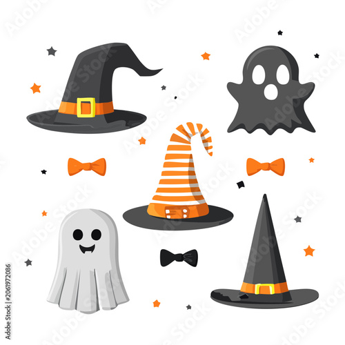 Halloween themed flat design icons