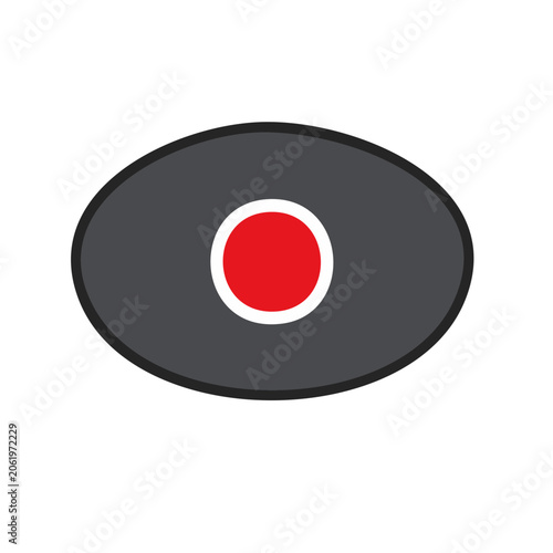 Red power button icon on gray background