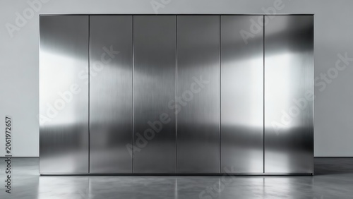 Modern metallic cabinet with vertical panels