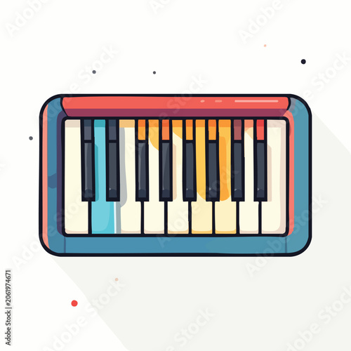 Stylized Colorful Digital Piano Keyboard Illustration.
