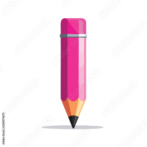 A vibrant pink wooden pencil isolated on a plain white background.