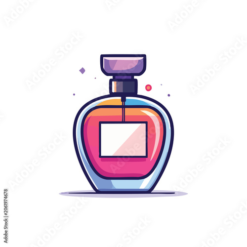 Stylized perfume bottle icon with pink liquid.