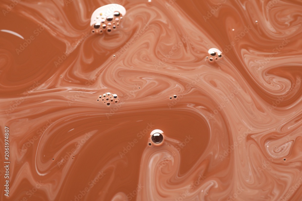 Obraz premium Delicious coffee with milk and bubbles as background, top view