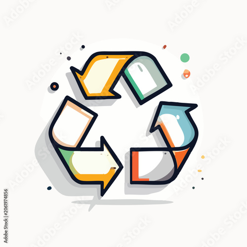 Colorful hand drawn recycle symbol icon for sustainable living and eco friendly design.