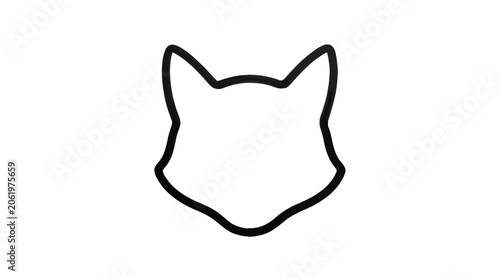 Minimalist black outline of a fox head shape drawn with thick marker strokes on a clean white paper background surface