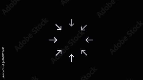white arrow pointing center circle focus target dark screen display