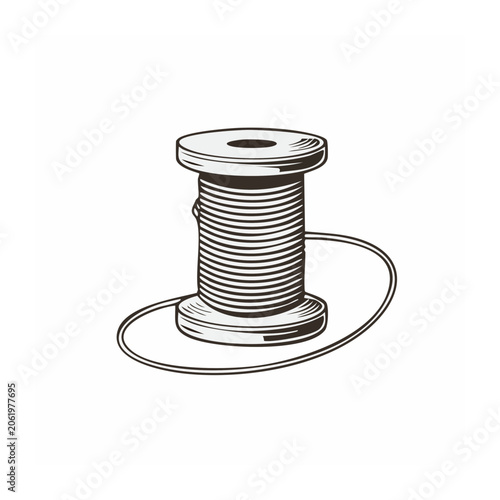 Black coil spring line art isolated