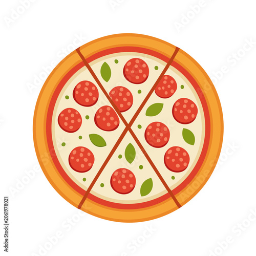 Flat design pizza slice with toppings