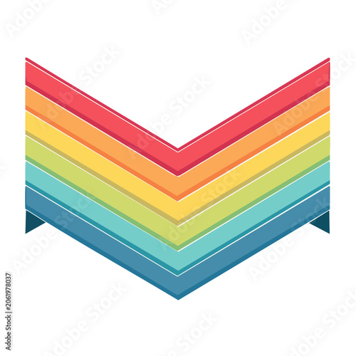 Flat design ribbon with rainbow stripes
