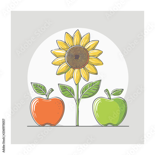 Flat design sunflower with vegetables