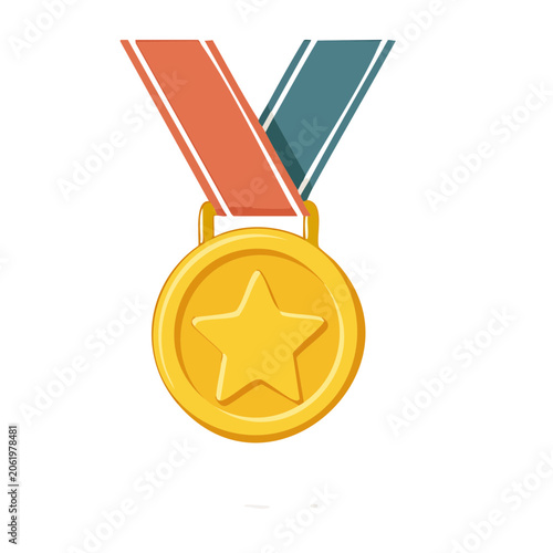 Gold medal with star and ribbon