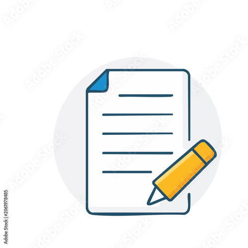 Flat icon of approved document with checkmark