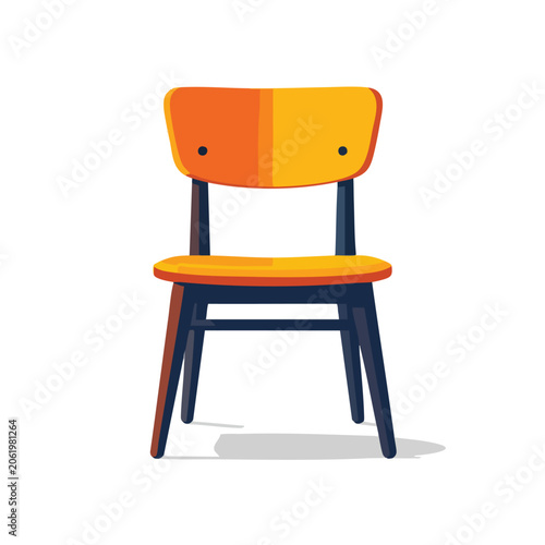 A vintage style wooden chair with a yellow seat and backrest.