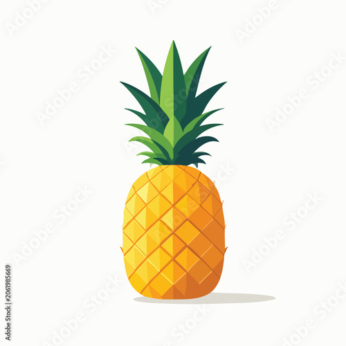 A vibrant and stylized flat vector illustration of a ripe tropical pineapple.