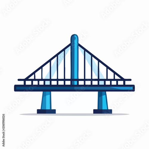 A blue cable stayed bridge illustration design.