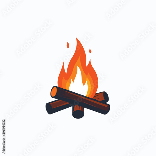 Cartoon bonfire with burning wooden logs and orange flames.