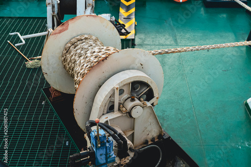 Photography ship's anchor windlass