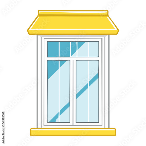 Flat design illustration of a window with yellow frame