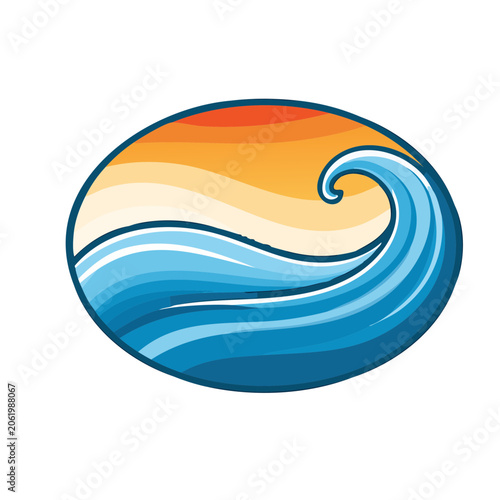 Flat design ocean wave with sunset colors