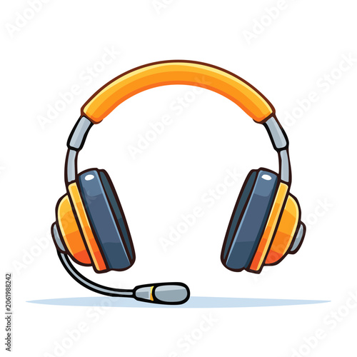 Orange and blue headphones flat illustration