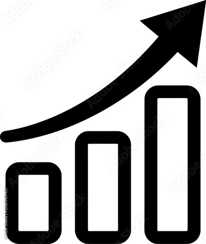 Business growth bar chart line icon with upward arrow