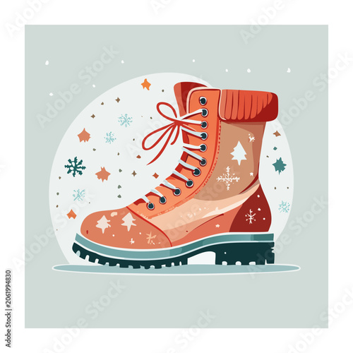 Red sneaker with decorative pattern on white background